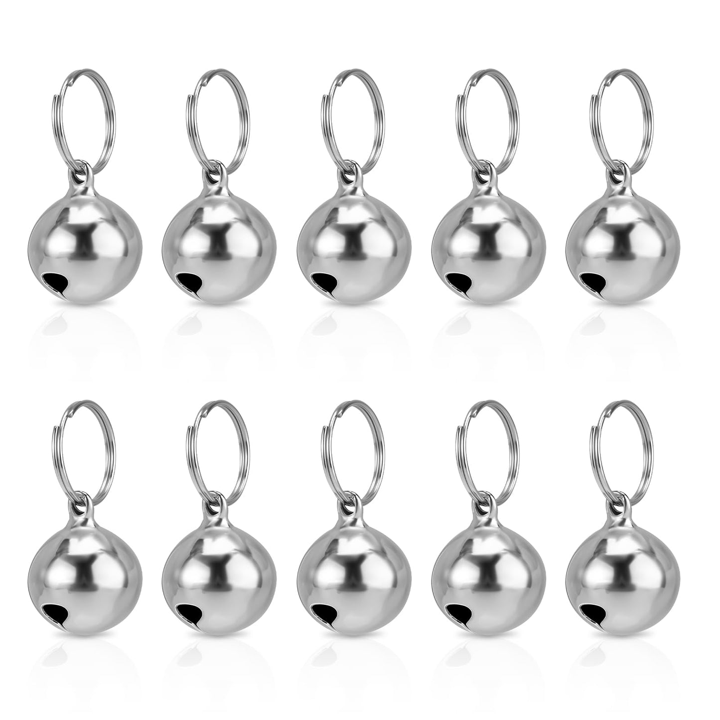 10-Pack Silver Pet Collar Bells