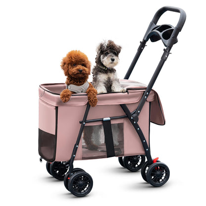 Compact Pet Travel Stroller – Pink